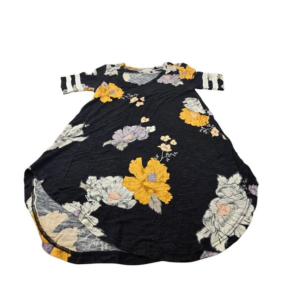 Maurices Floral Top Black & Yellow Strap V-Neck Striped Sleeves XS JH1832 - Picture 3 of 11